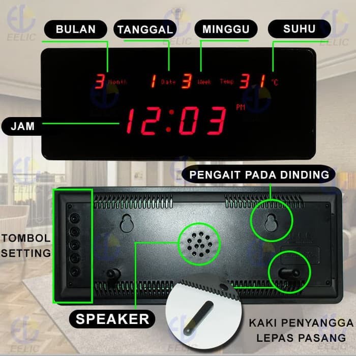 Jam Meja LED Digital  Jam Dinding LED Digital Clock Red