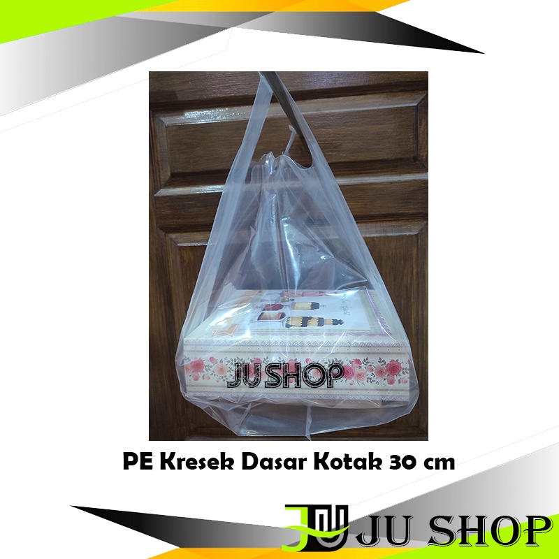 ECERAN PE 30x30 cm Kresek Bening Dasar Kotak 30 cm Box Cake Dus Dos Tart Kotak bahan Transparan Tebal