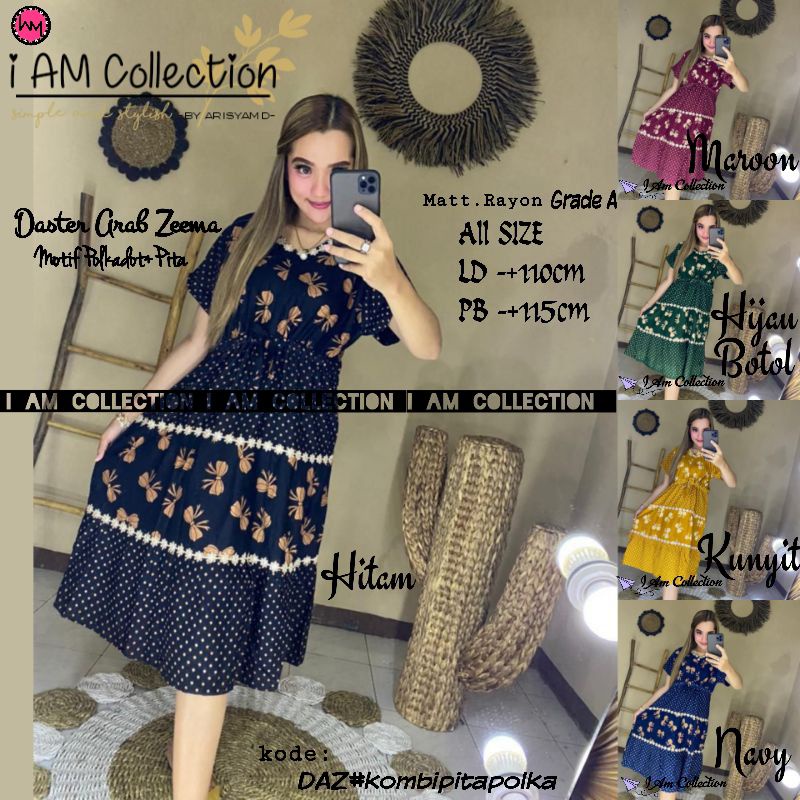 AM | Daster Arab Renda | Daster Arab Motif Pita Kombi Polkadot