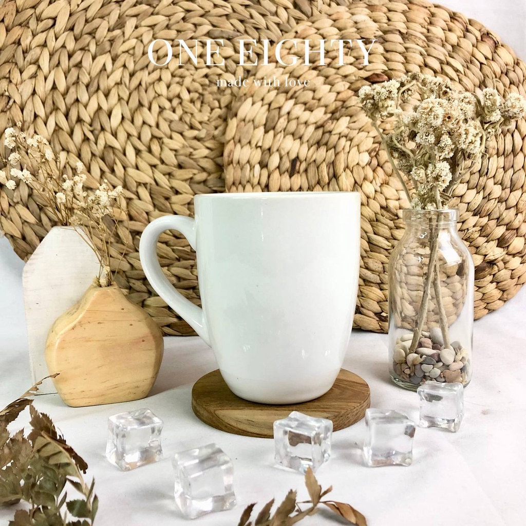 Gelas Mug Keramik Cangkir Corel 300ml Putih Polos