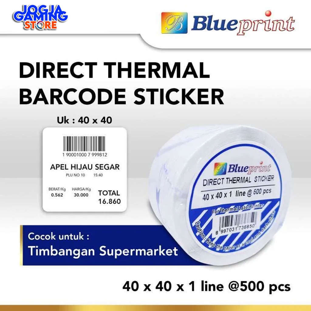 

Direct Thermal Sticker / Label Stiker BLUEPRINT 40x40 x1 Line Isi 500