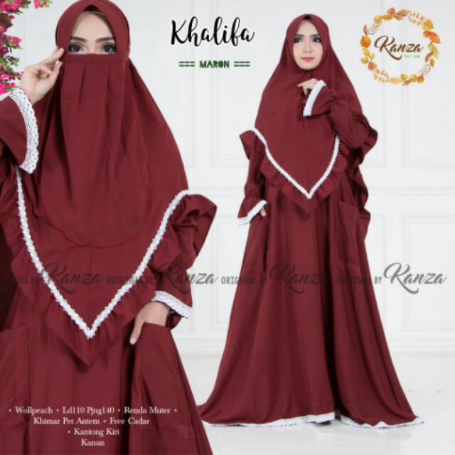 Gamis syari satu set original murah by Khanza / Khalifa syari