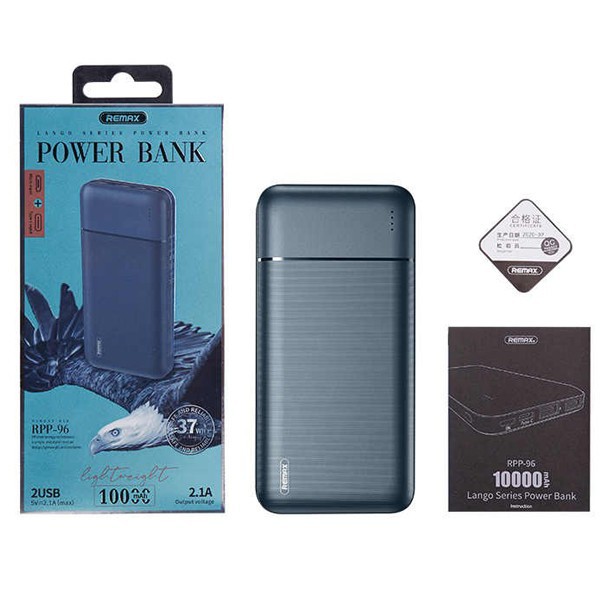 Powerbank REMAX Lango RPP-96 10000mAh Fast Charging 2 Output USB Input Micro / Type C RPP96 - HITAM