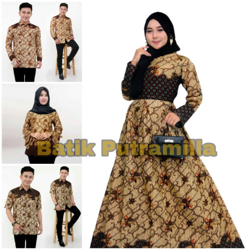 Batik couple gamis batik wanita atasan batik modern terbaru - Batik Putramilla