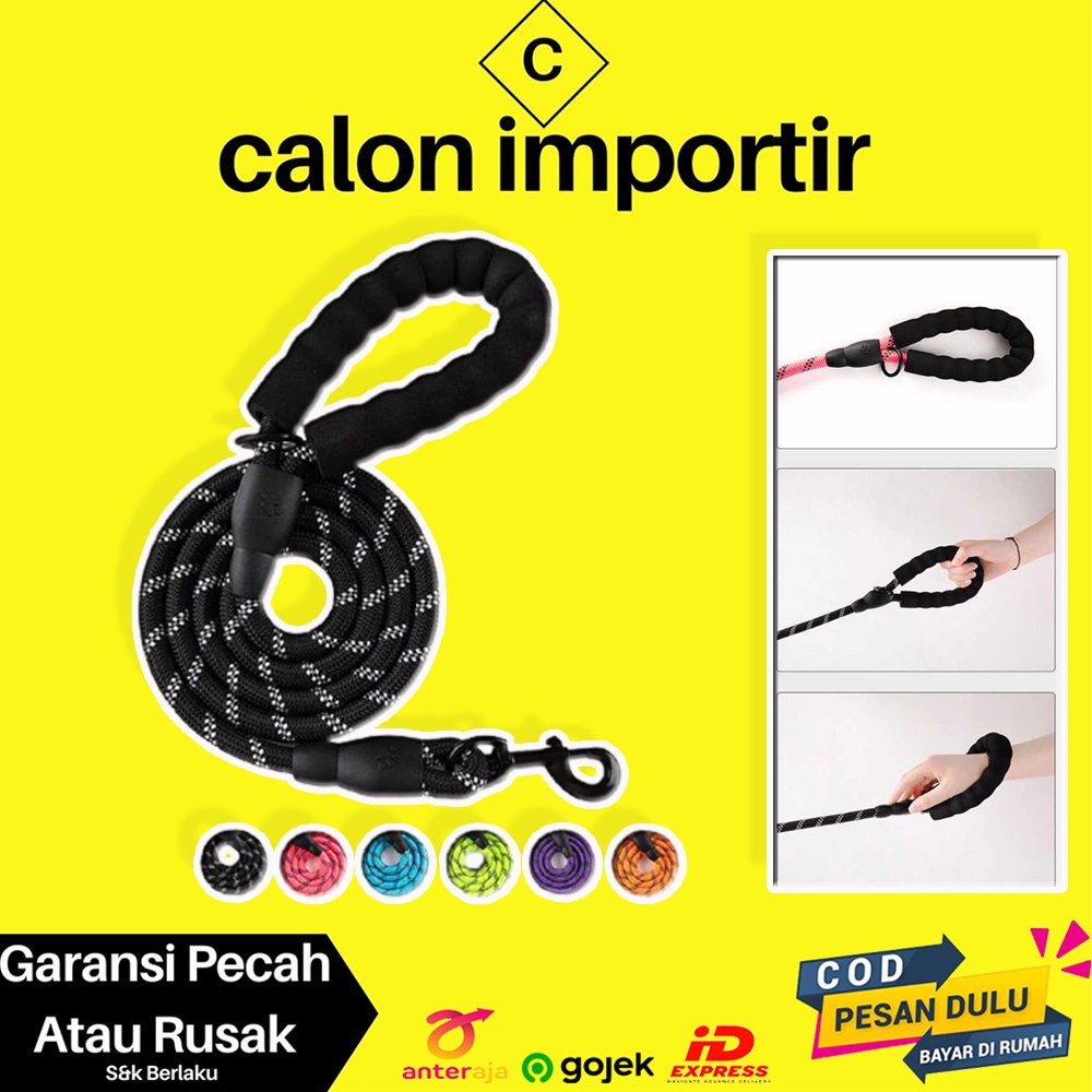 

Tali Tuntun Anjing Kucing Leash Rope Panjang 1.3 Meter Desain Tebal Tali Tangguh Nahan Anjing Besar