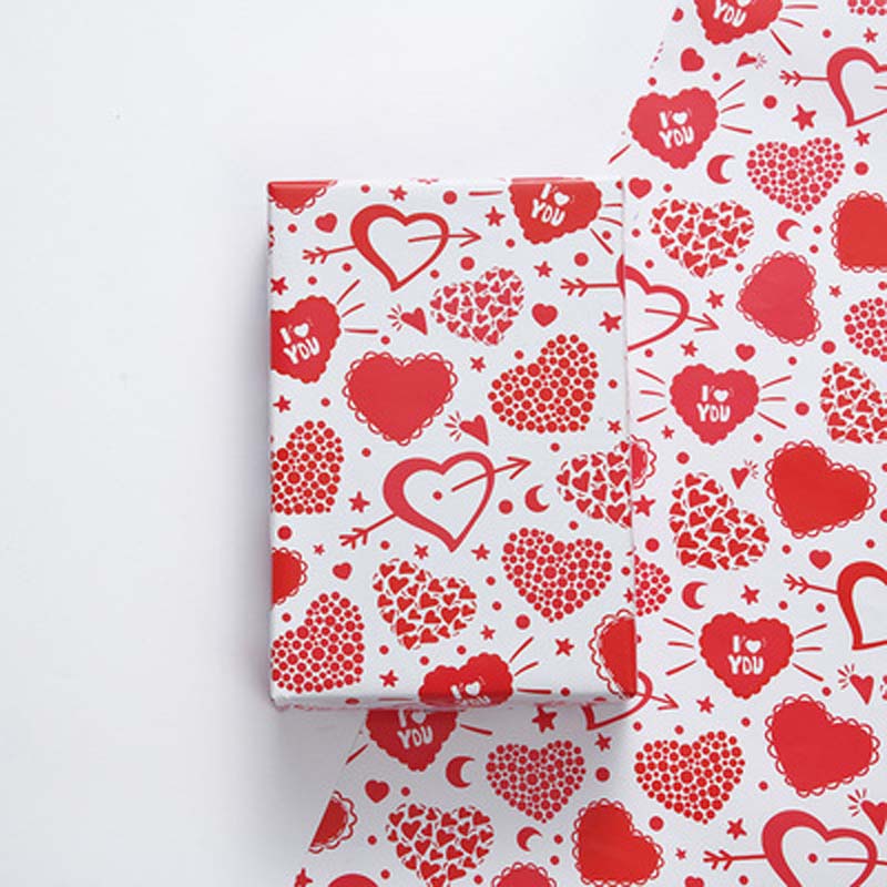 50*70cm DIY Love Heart Gift Wrapping Paper Birthday Gift Flower Bouquet Wrapping Papers for Valentine's Day Birthday Wedding Party Decor