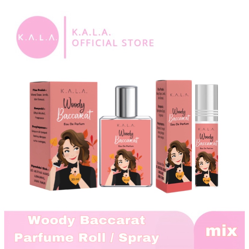 KALA Parfum Woody Spray dan Roll On Wanita Tahan Lama BPOM