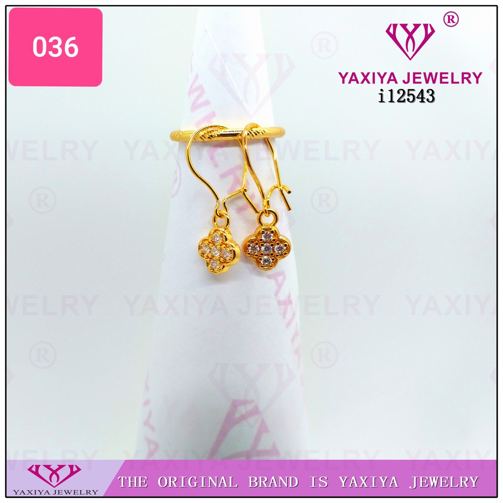 

Anting Bunga Permata Gold Perhiasan Imitasi Lapis Emas 18K Yaxiya Jewelry 036
