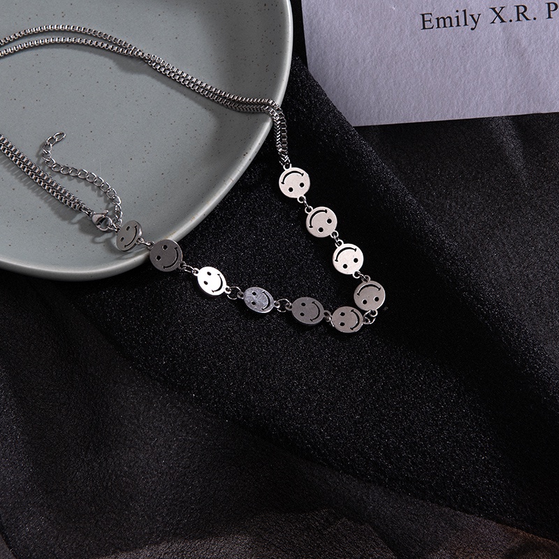 Necklace Accessories Titanium Steel Smiley Face Clavicle Chain Trendy Fashion Personality