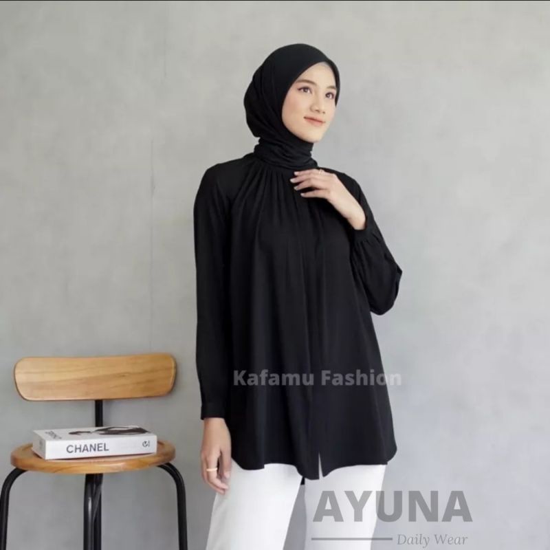 Blouse Wanita Kemeja Kantor Kemeja Crinkle Kemeja Lengan Panjang Wanita