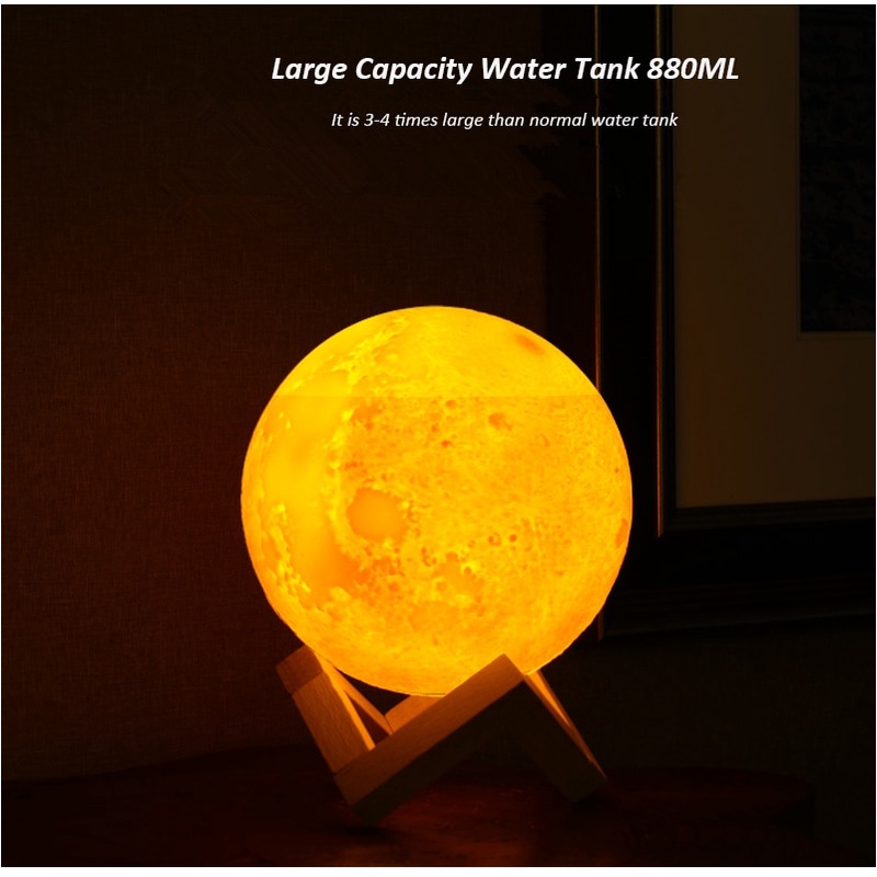 Humidifier + Lampu Tidur Bentuk Bulan 3D Moon Night Light Dengan Baterai 240mAh