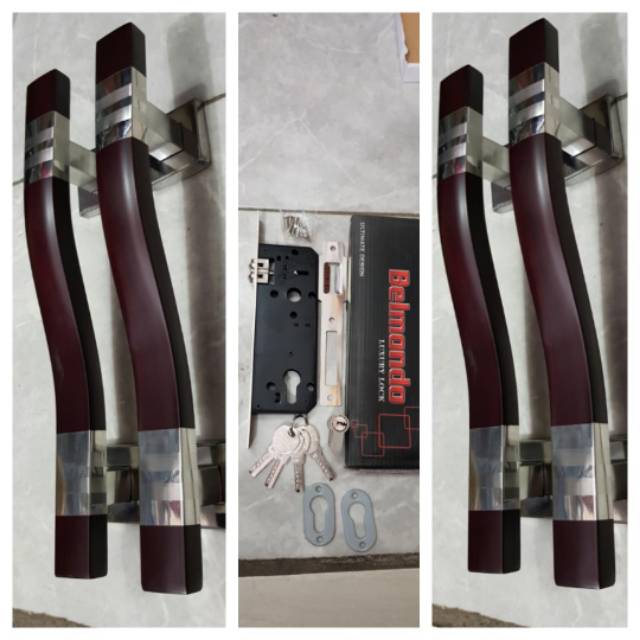 Paket handle pintu stainless 35cm 2set + body pelor