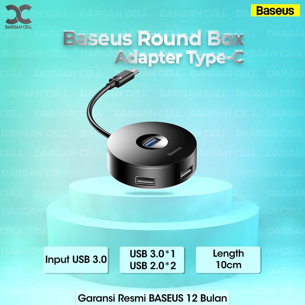 BASEUS ROUND BOX HUB ADAPTER TYPE-C 3.0 TO USB 3.0 & USB 2.0 GARANSI RESMI