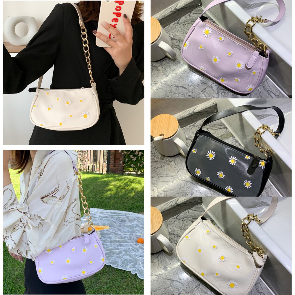 Tas vintage daisy / Tas Lilac / Tas Daisy / Tas Rantai / Tas Wanita / Tas Murah / Tas Bunga Daisy