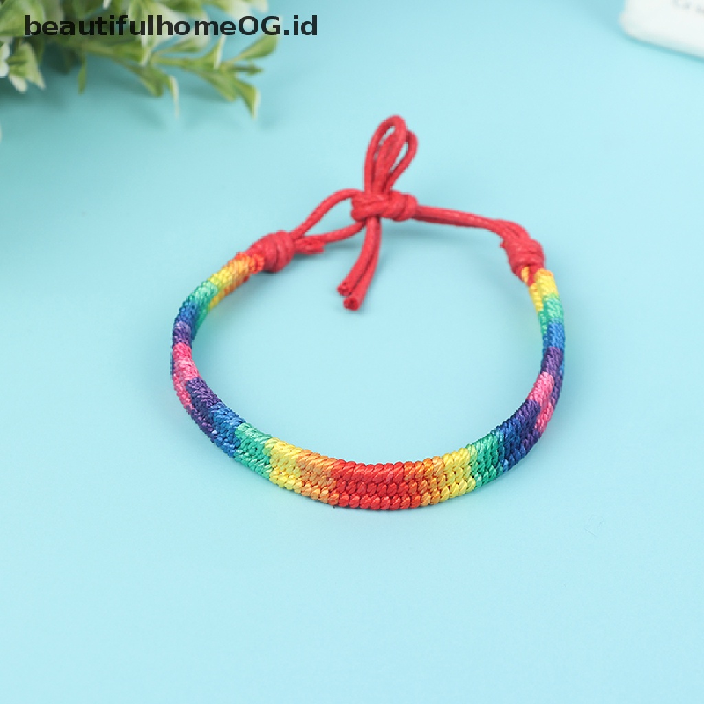 Gelang Tali Handmade Warna Pelangi Untuk Pria Dan Wanita