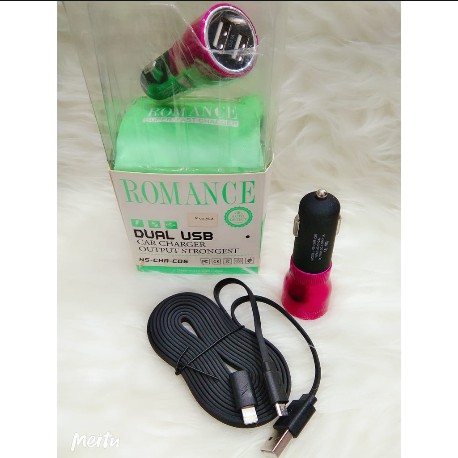 CAR CHARGER ROMANCE HS-CH-C05 2usb SAVER CHARGER ROMANCE 2.1A 2usb 2.1A CHARGER MOBIL ROMANCE 2.1A