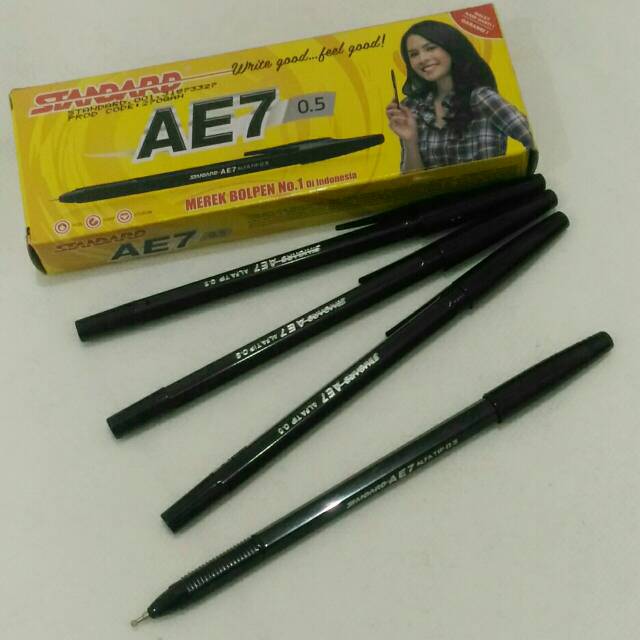 BOLPEN STANDART AE7 HITAM BOLPOIN BALLPOINT