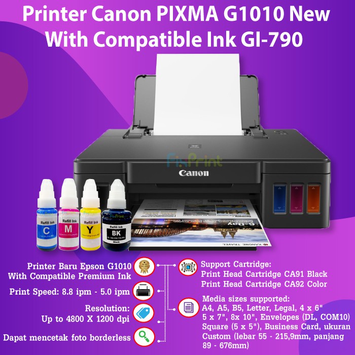 Printer Canon Pixma G1010 G 1010 Ink Tank Infus Inkjet Garansi Resmi Canon