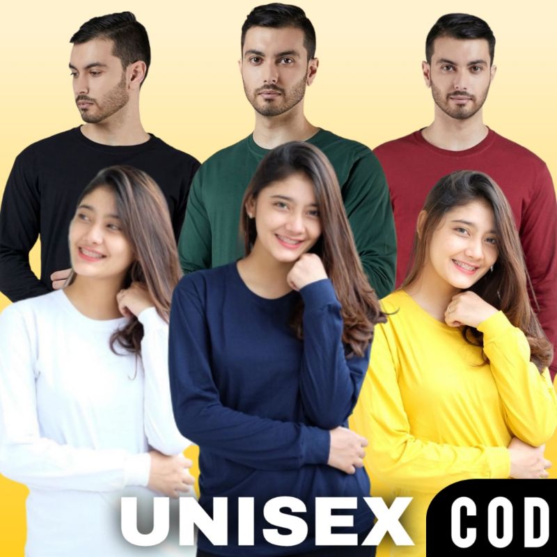 Kaos Polos Lengan Panjang Pria Wanita  Kaos Oblong Kaos Unisex Premium Cewek Cowok Murah