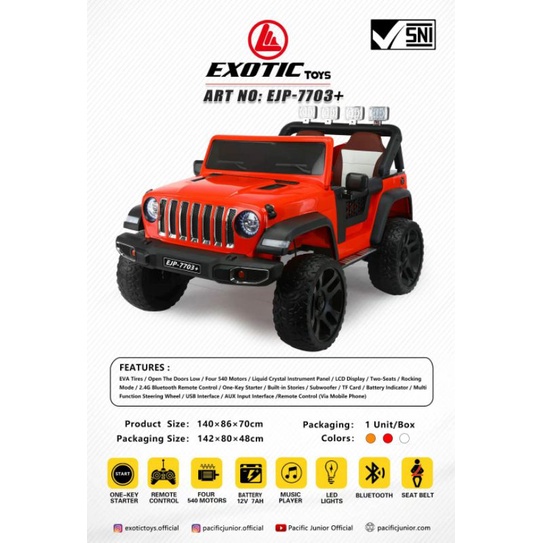 Mobil Aki Anak Jeep Wrangler Exotic Red