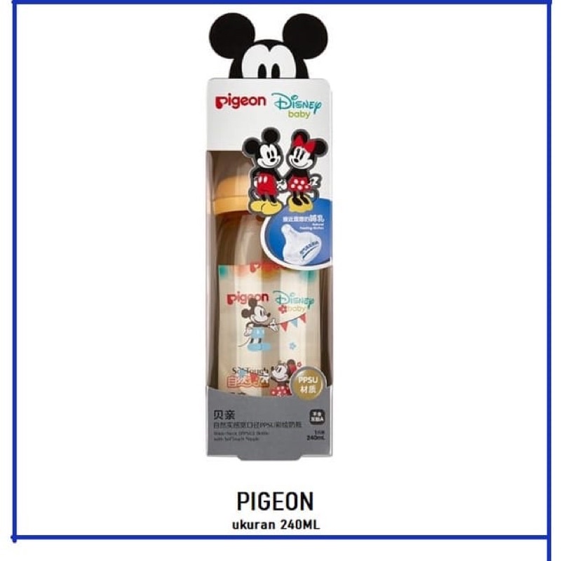 Pigeon Disney 160ml 240ml Botol Susu PPSU Wide Neck Mickey Minnie Pooh Snoopy