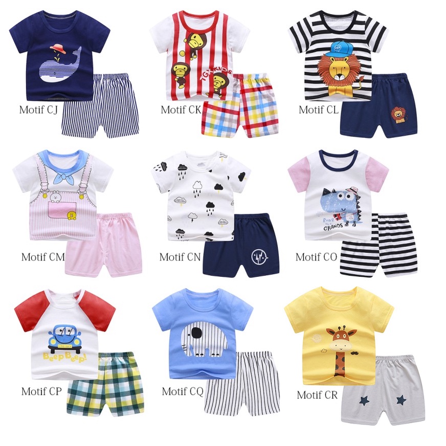 Baju Bayi Anak / Setelan Pendek Bayi / Kaos Bayi Imut