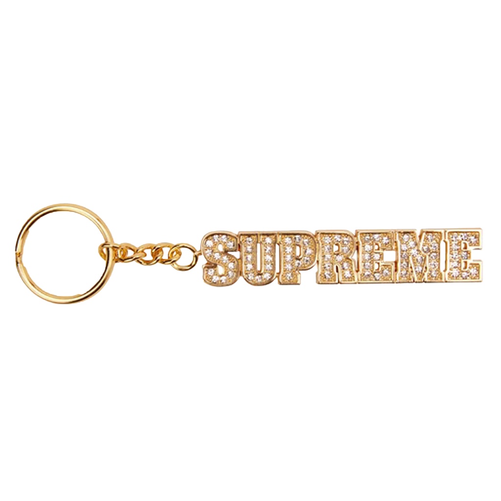 Supreme Block Logo Keychan Gold