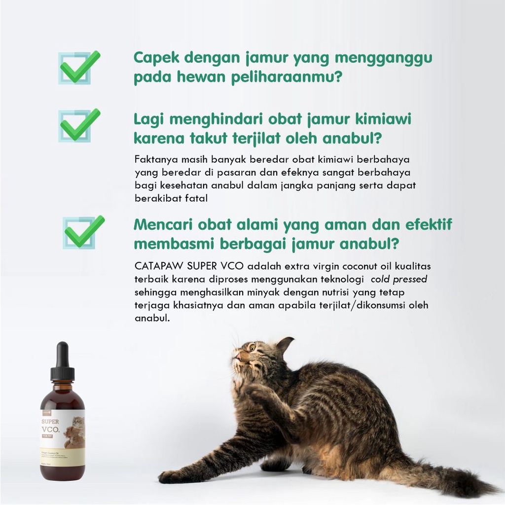 CATAPAW Virgin Coconut Oil Kucing Anjing / Vitamin Hewan Anti Jamur Scabies dan Bulu Halus / VCO Kucing Murni Minyak Kelapa 30ml