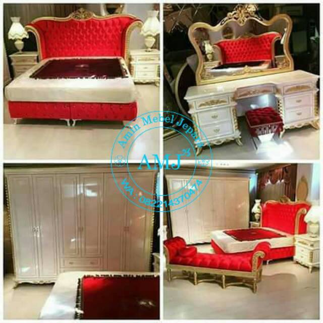 Kamar set mewah tempat tidur , lemari , meja rias, nakas lampu
