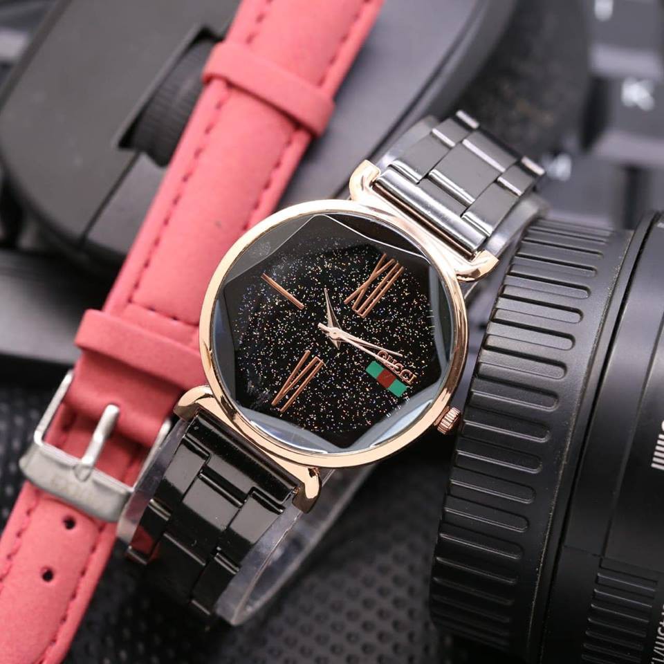 jam tangan wanita GUCCI RANTAI FREE TALI KULIT