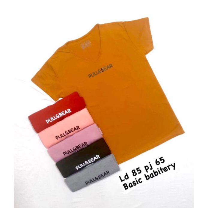 Kaos cewek import PULL&BEAR V neck