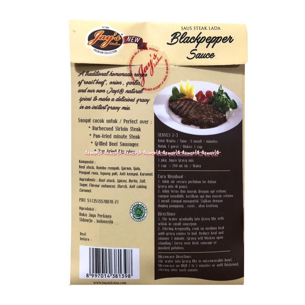 Jay's Blackpapper Sauce Instant Gravy Bumbu Saus Steak 25 gr Jays