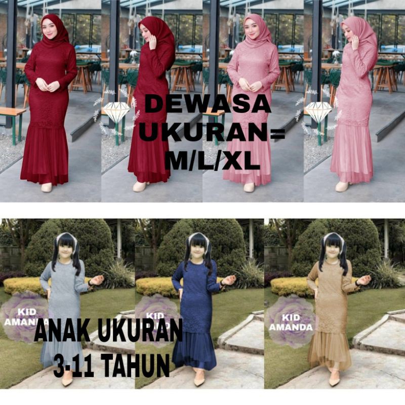 MAXI HAVVA BROKAT AMANDA KID 3-11 TAHUN PREMIUM UKURAN L/XL DRESS PARTY MEWAH