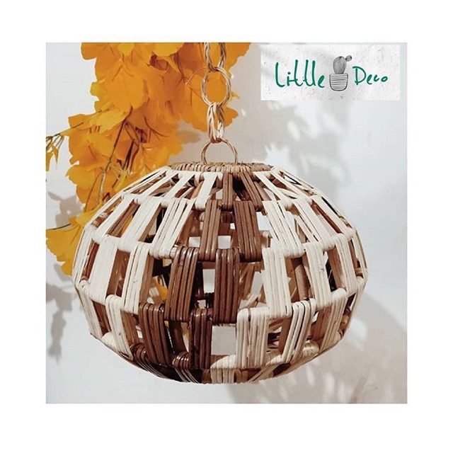 Cup Lampu Rotan Gantung Model B