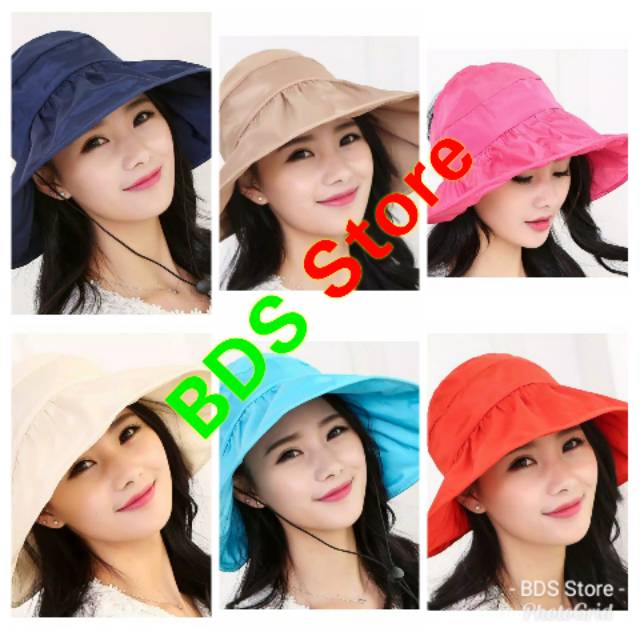 Topi lebar anti matahari ready stok macam warna