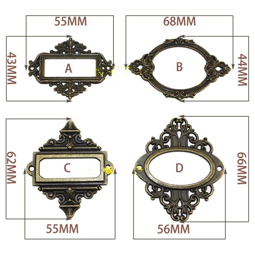 [Elegan] Label Logam 5 Pcs Antik Ukir Furniture Lemari Dekorasi Rumah Laci Box Case Pull Frame Handle Nama Card Holder
