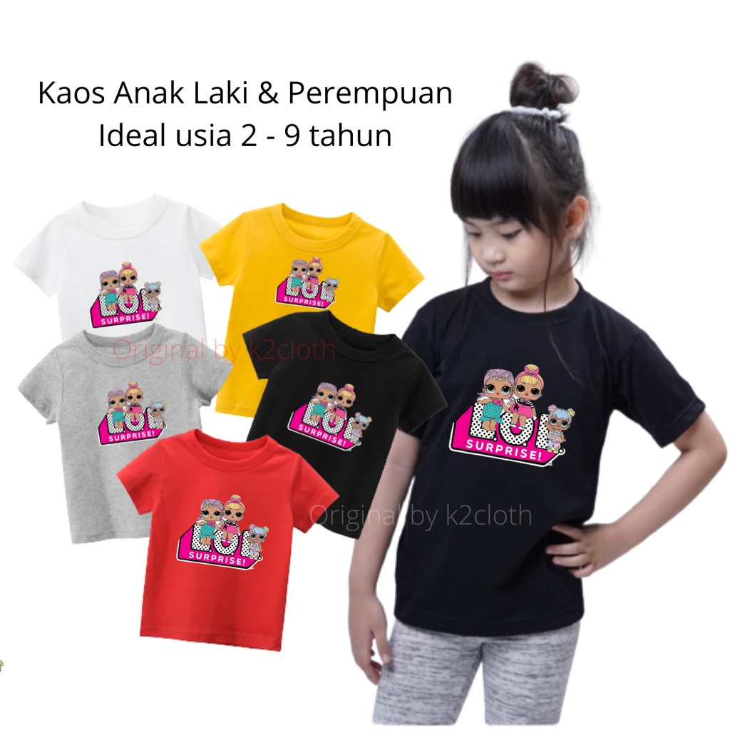 BAJU KAOS ANAK PEREMPUAN MURAH MOTIF LOL LUCU UMUR 2 3 4 5 6 7 8 9 TAHUN K2CLOTH