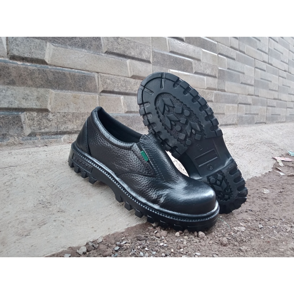 Sepatu Safety Slop Safety Slip on Sepatu Kerja Safety Selop Safety Shoes Tanpa Tali Slip-On Premium