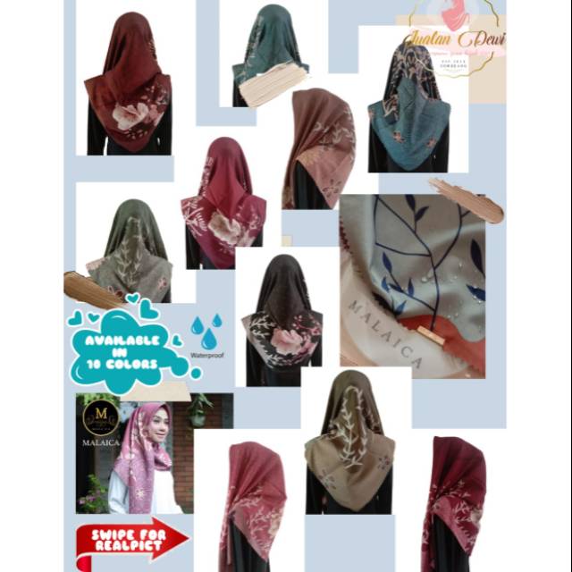 PILIH WARNA Hijab anti air voal miracle print lasercut scraf kerudung segiempat malaica motif 3