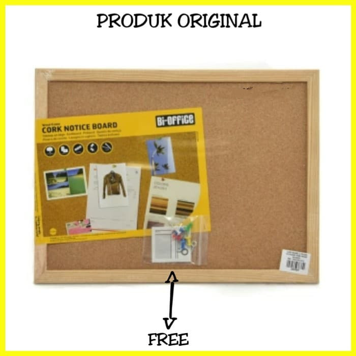 

PROMO Cork Notice Board Fibre Board 40x30cm Papan Mading Kayu Gabus