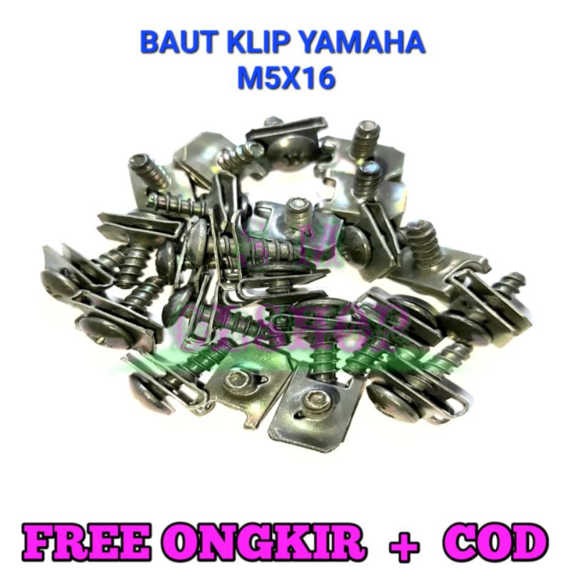 50 Baut Klip Body Yamaha 5x16 Baut Body Motor Yamaha Baut Klip Cover Body Yamaha Matic Yamaha Non Matic Vega,Jupiter,Mio,Xride