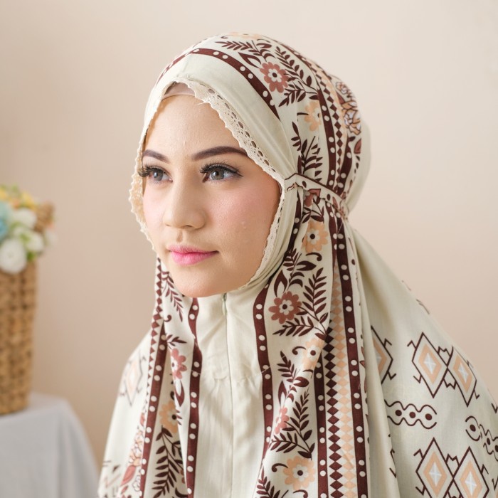 Original Mukena Zianisa Border Clava Cream Allsize Frhb52