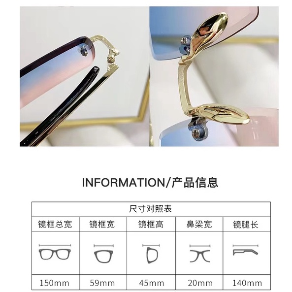 Rowling(ka-270)Sunglasses  Kacamata Hitam Kotak No frame Women Sunglasses Titanium New Arrival Import Kacamata Fashion