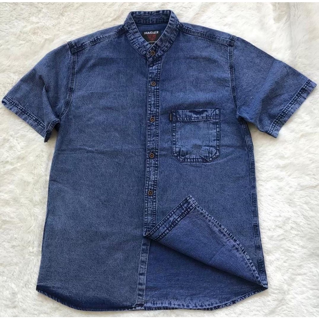Kemeja jeans lengan pendek pria / Kemeja jeans sanghai lengan pendek pria / Kemeja jeans pria / keme