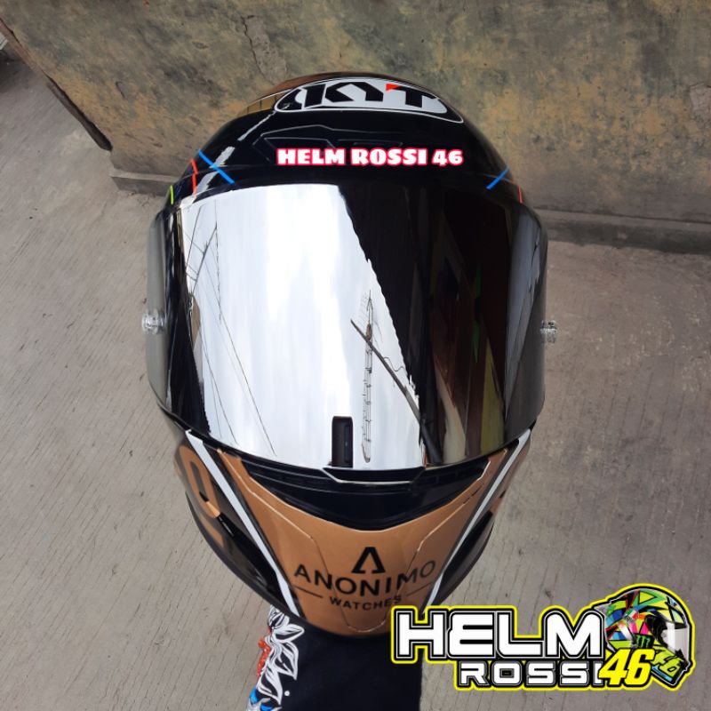 Visor Helm KYT TT COURSE Iridium Blue Red Gold Silver Purple Rainbow Dark Smoke Clear Bening Green Jaume Masia Leopard Captain Amerika Venom Putih Hitam Polos Grandprix Arbolino Carnage Electron Overtech Tourist Pirro Tanpa Top