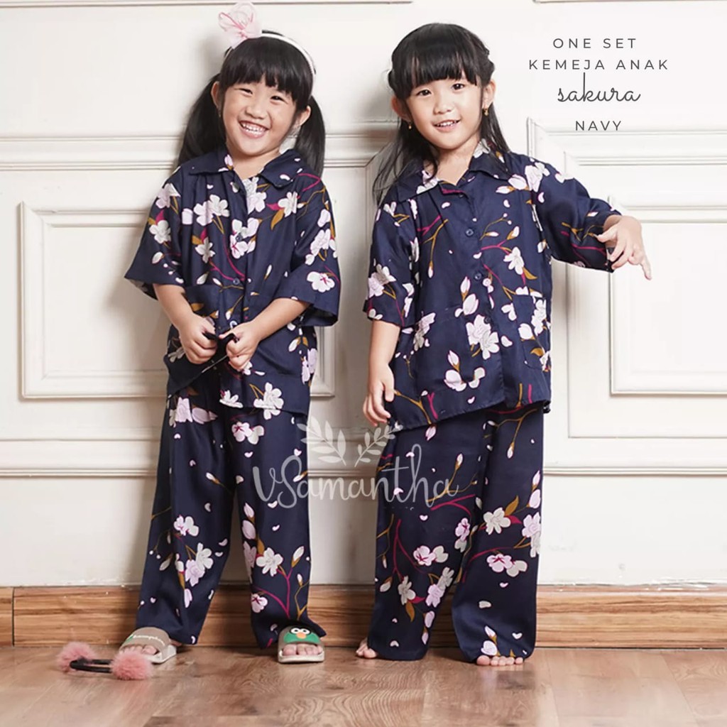 One Set Kemeja Anak Rayon Motif