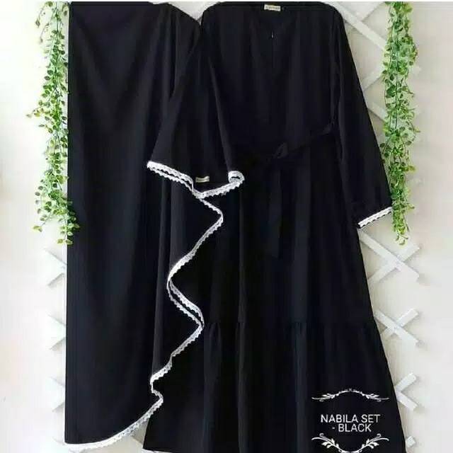 Nabila set gamis dan hijab
