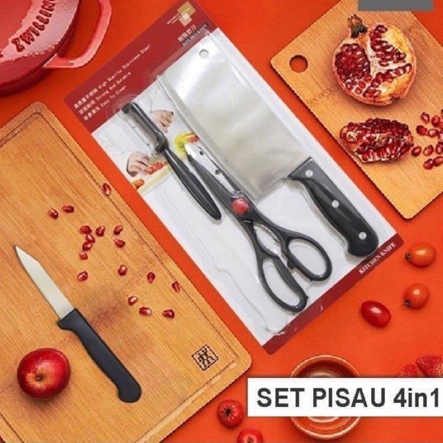 PISAU SET 4IN1 / PISAU DAPUR / PISAU SERBAGUNA / KITCHEN KNIFE / PISAU STAINLEES STEEL SUPER MURAH