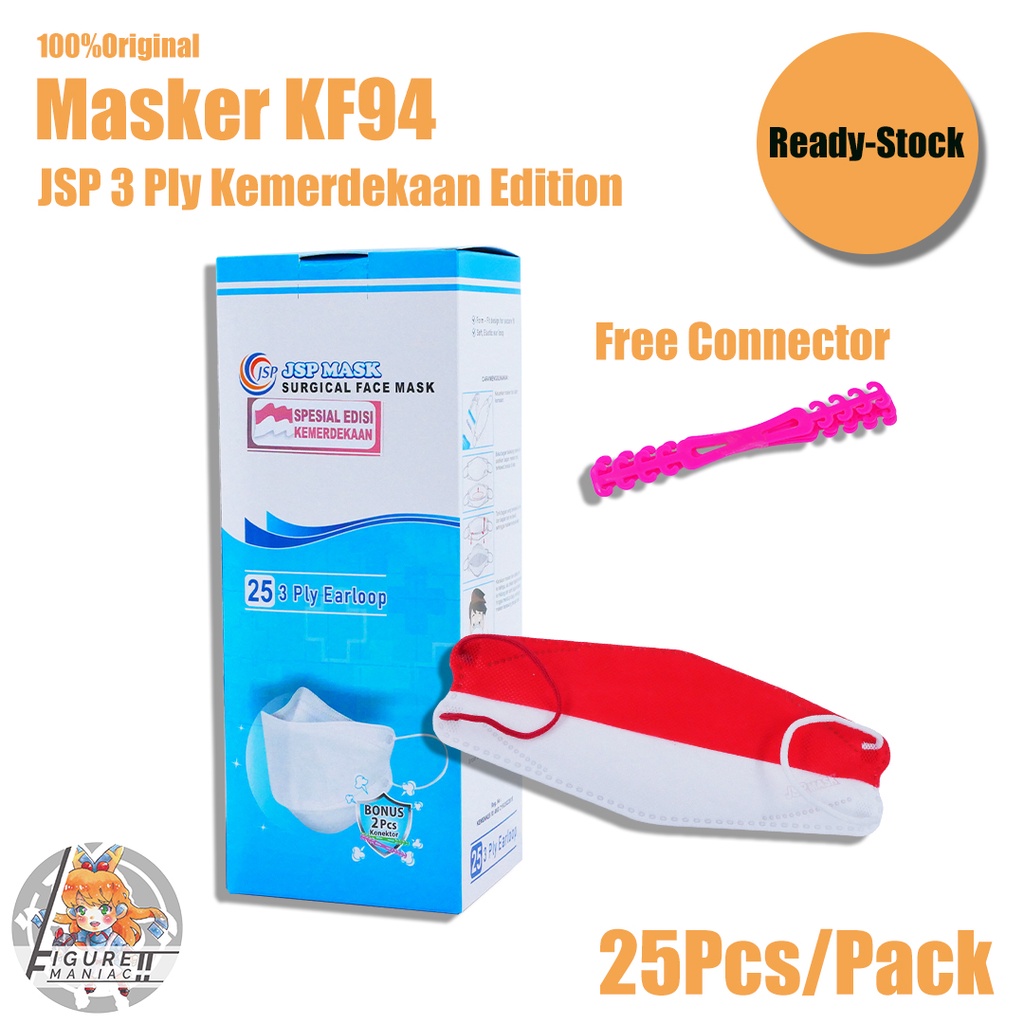 Masker KF94 JSP Kemerdekaan Edition Merah Putih 3 Ply isi 25 Pcs