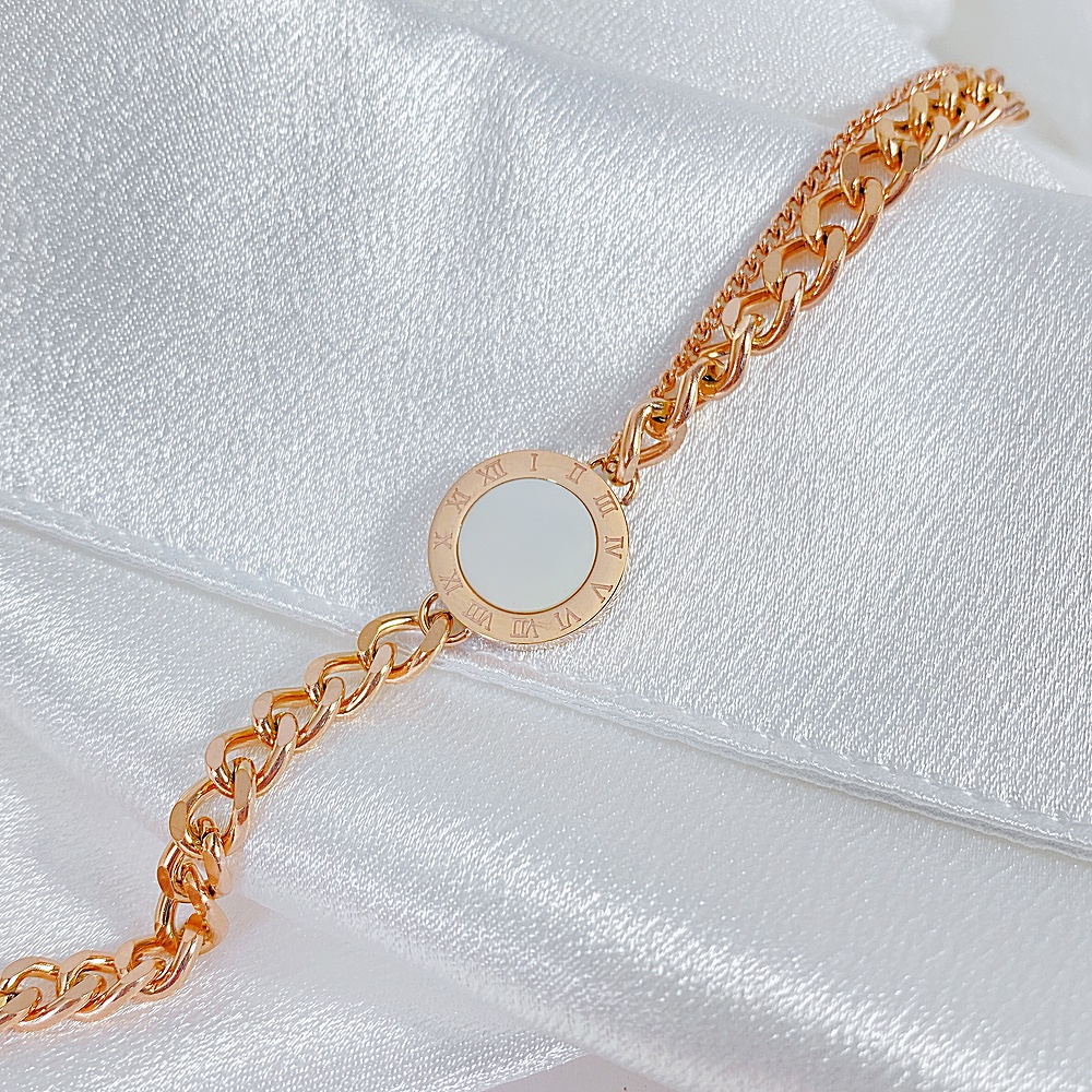 Dalika Gelang Titanium Premium Collection Rantai Bulat Hitam Putih Marmer B**gari Lapis Emas 18K